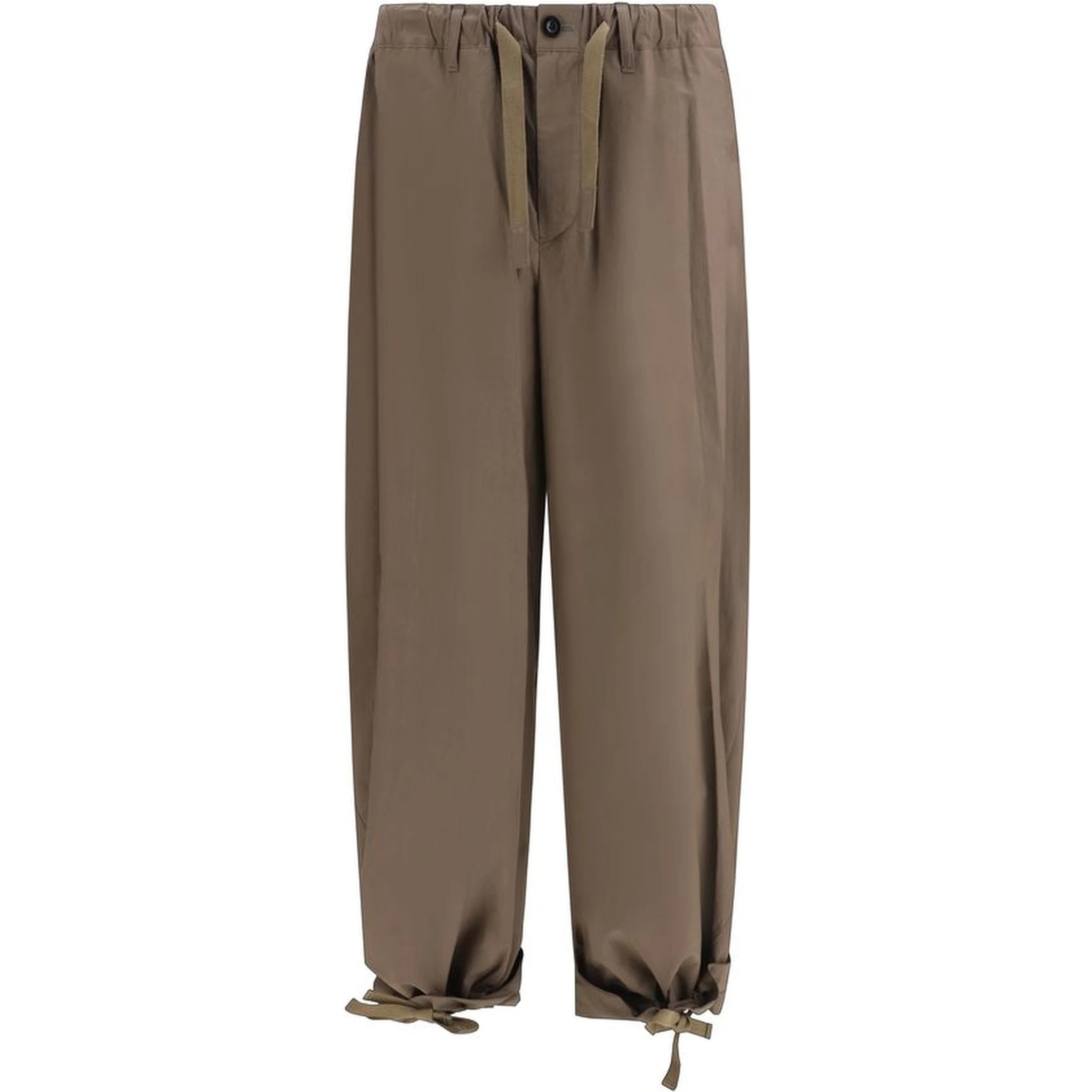 Brown Cotton Casual Pants