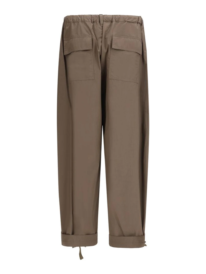 Brown Cotton Casual Pants