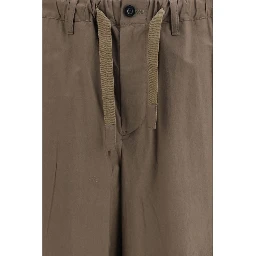 Brown Cotton Casual Pants