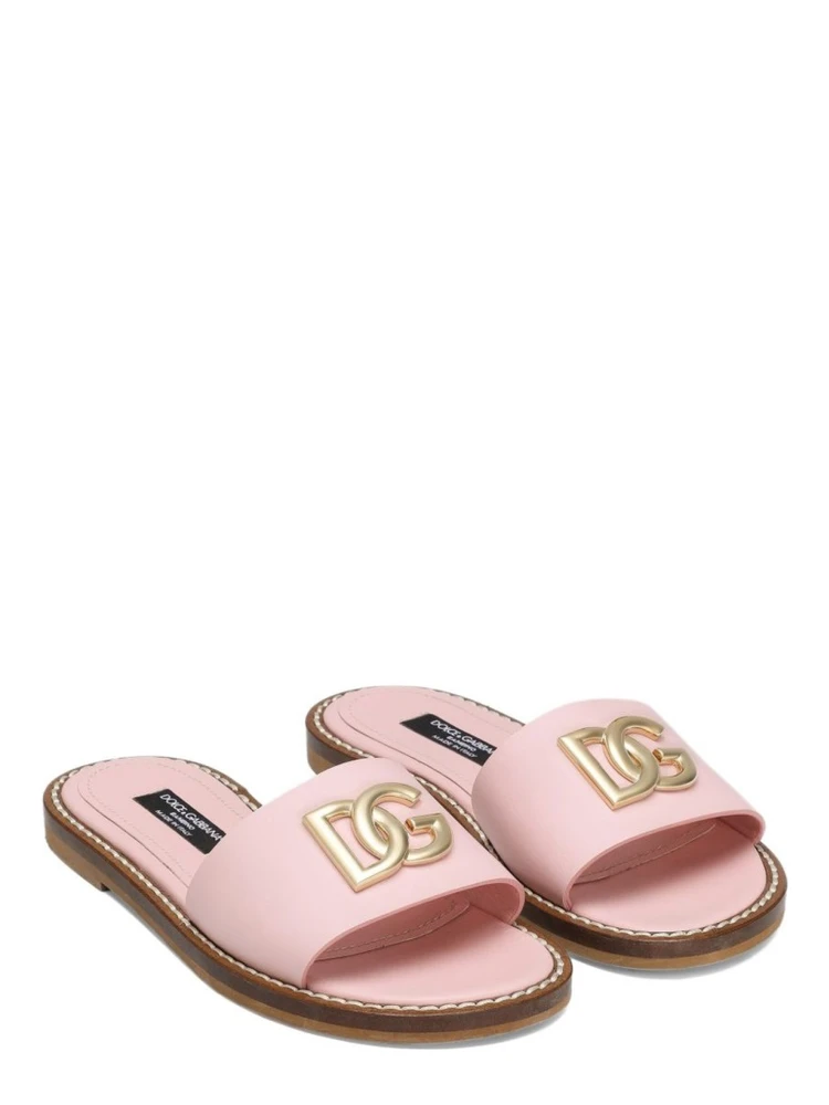 شبشب مسطح من جلد العجل