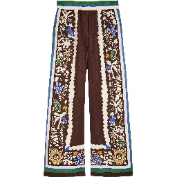 Printed wide-leg linen trousers