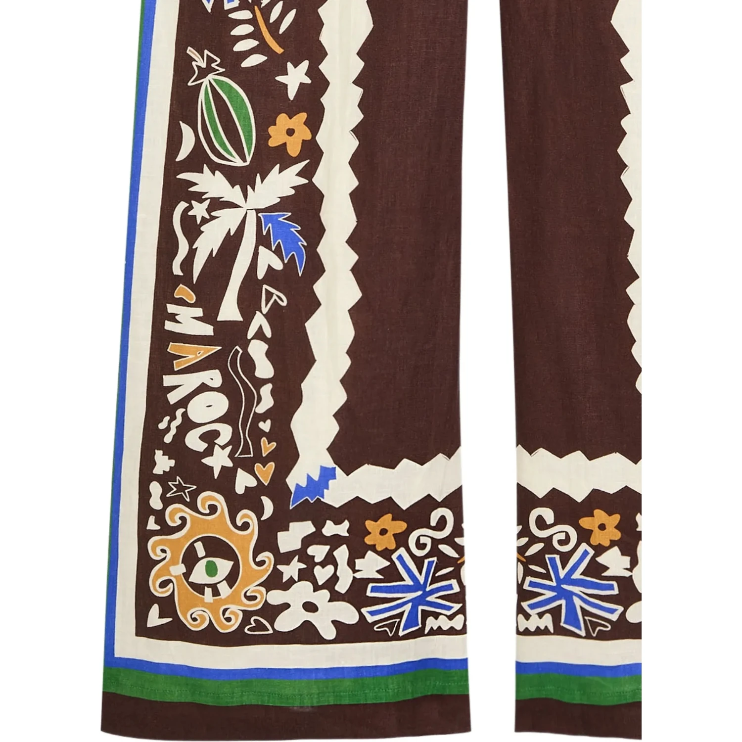 Printed wide-leg linen trousers