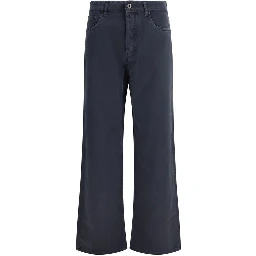 Blue Cotton Flared Jeans