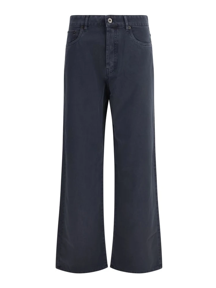 Blue Cotton Flared Jeans