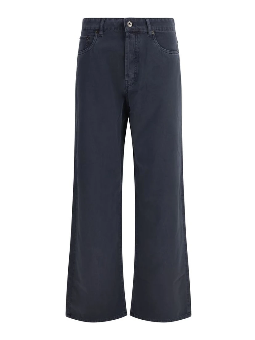 Blue Cotton Flared Jeans