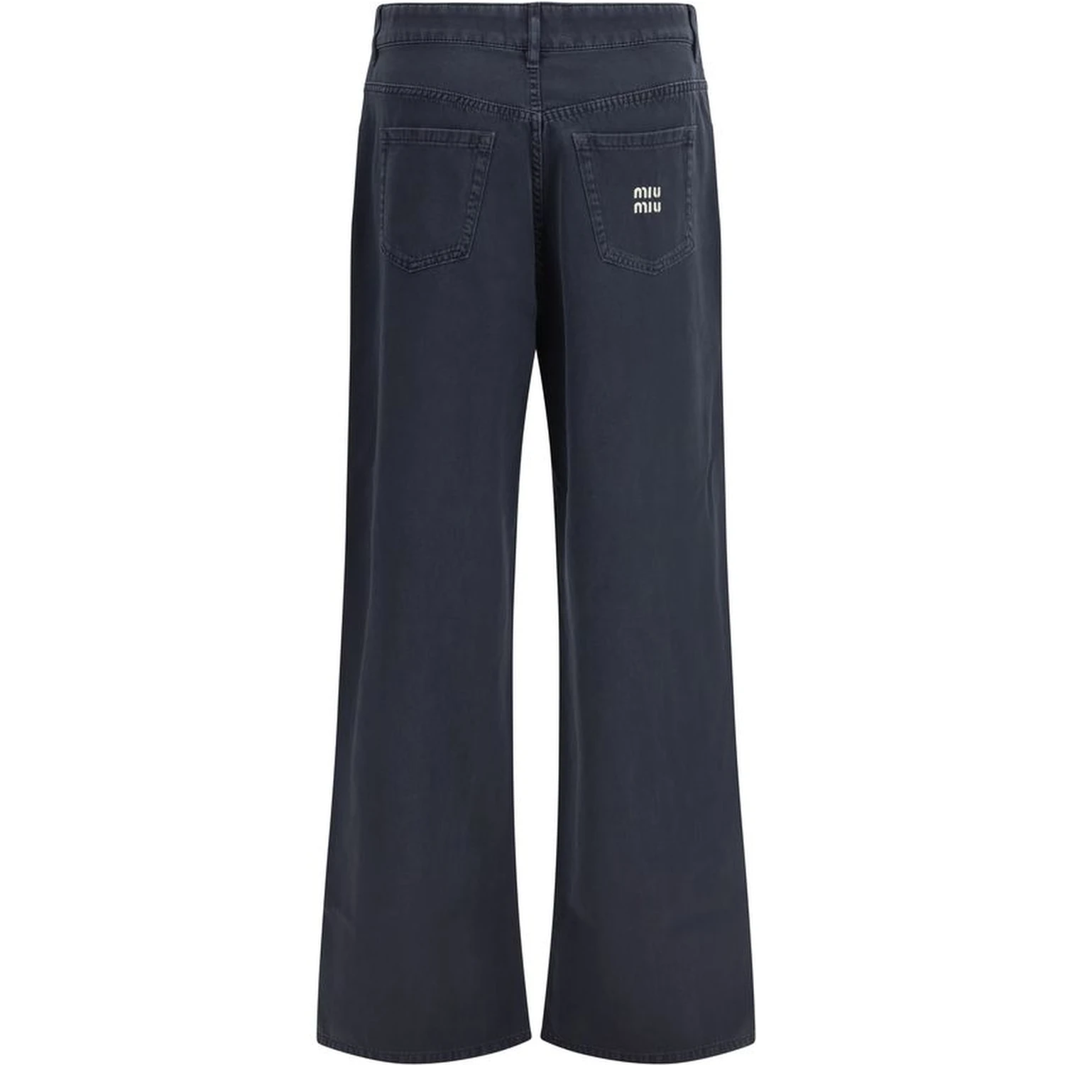 Blue Cotton Flared Jeans