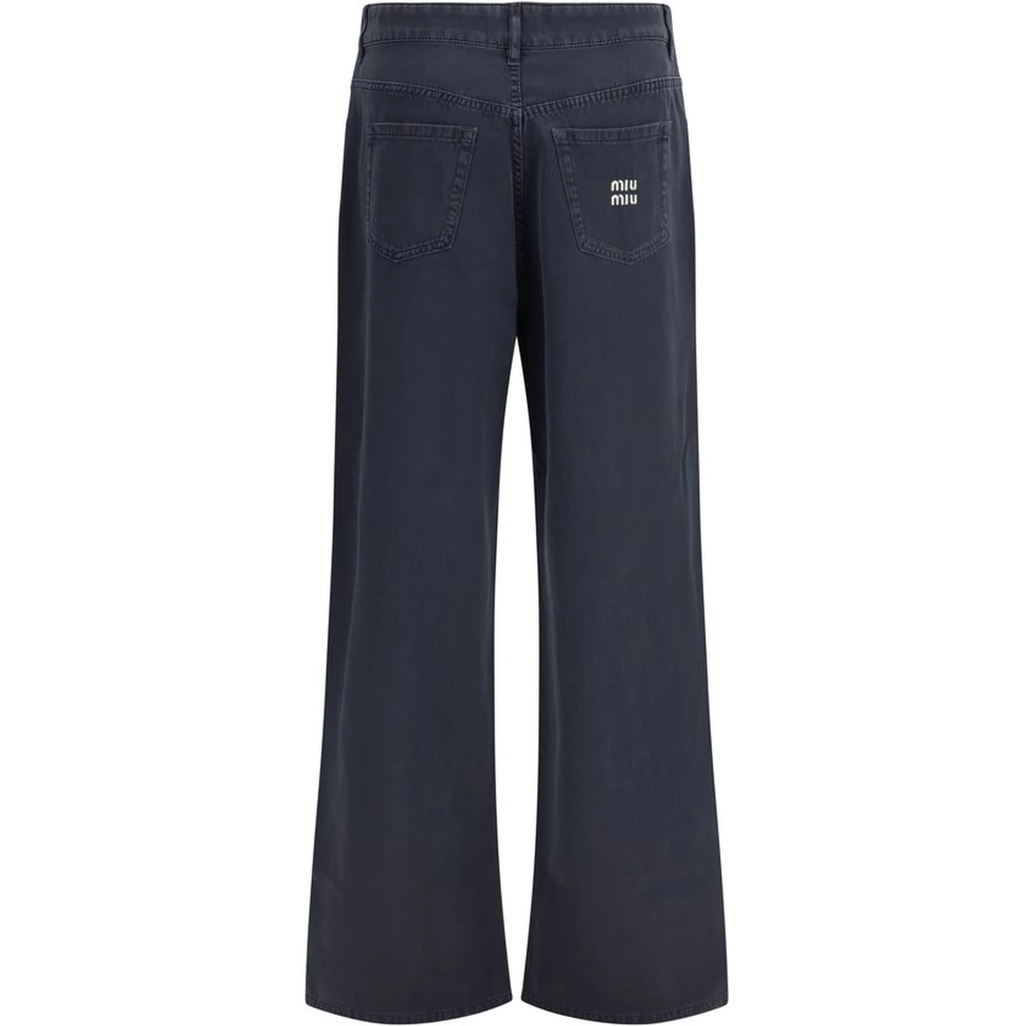 Blue Cotton Flared Jeans