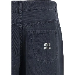 Blue Cotton Flared Jeans