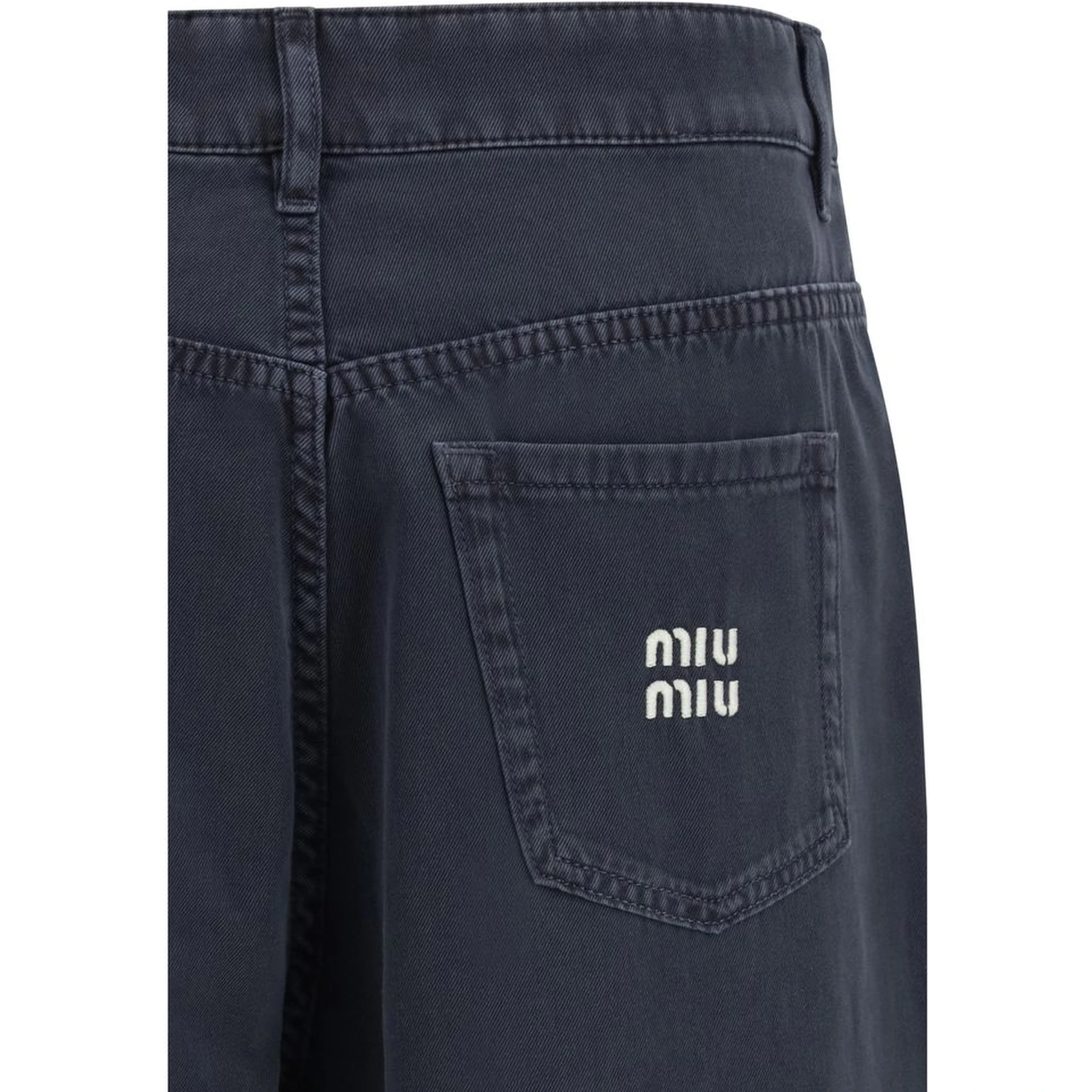 Blue Cotton Flared Jeans