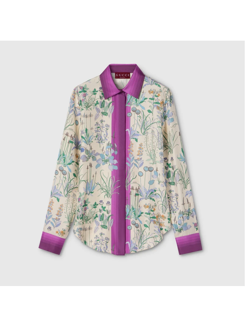 Floreal print silk shirt