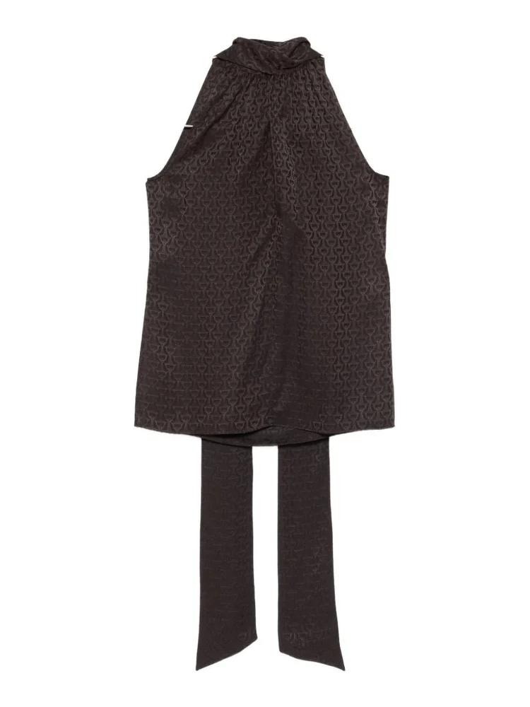 Silk top with lavallière neck