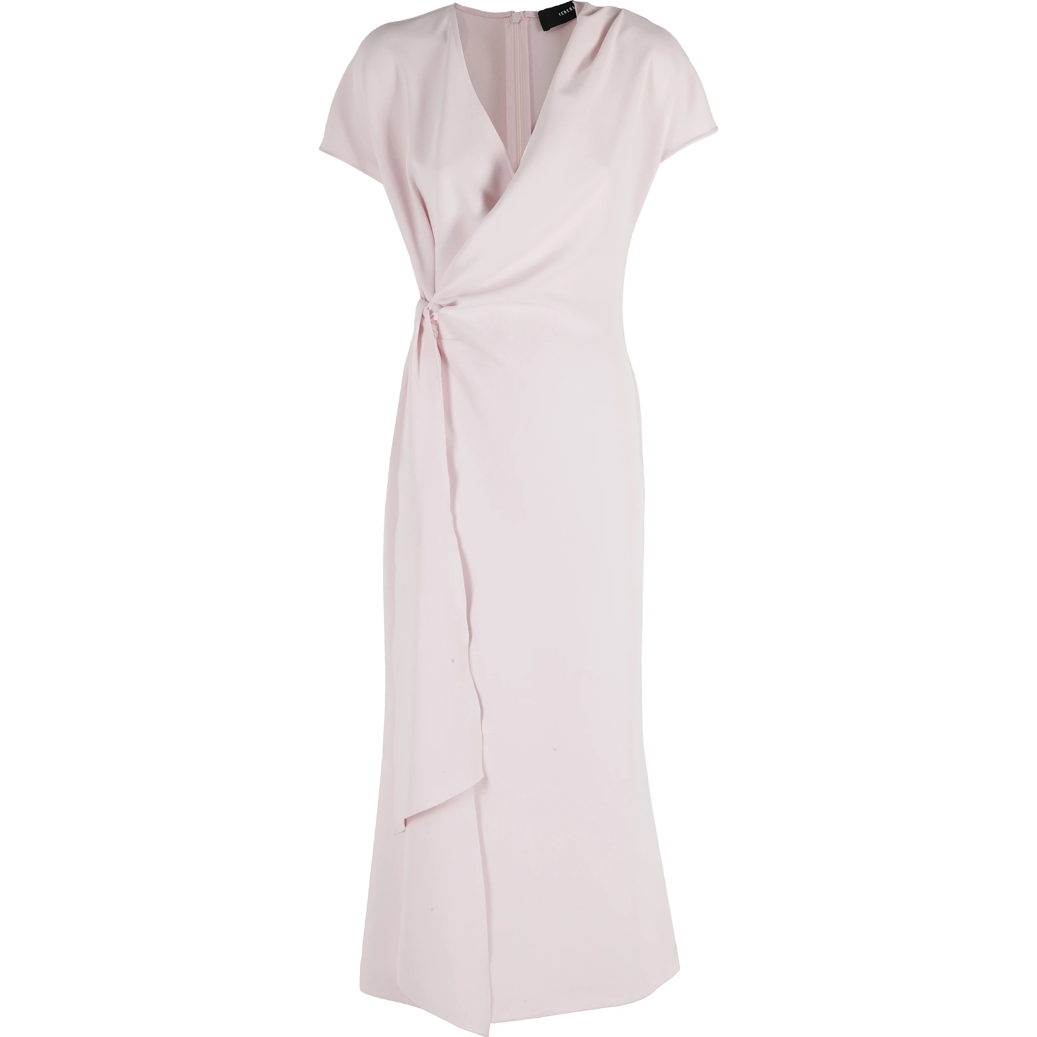 فستان كادي طويل منسدل بياقة على شكل حرف V