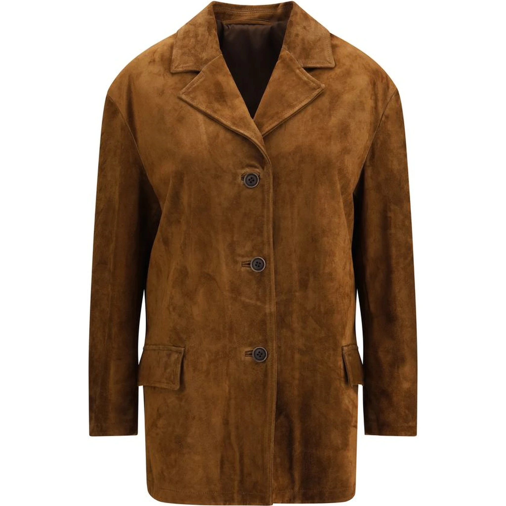 معطف بوس توروس من جلد العجل البني