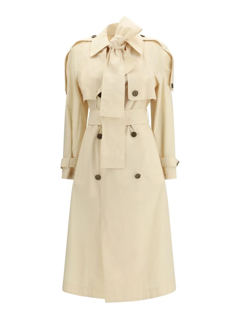 Beige Polyester Trench Coat