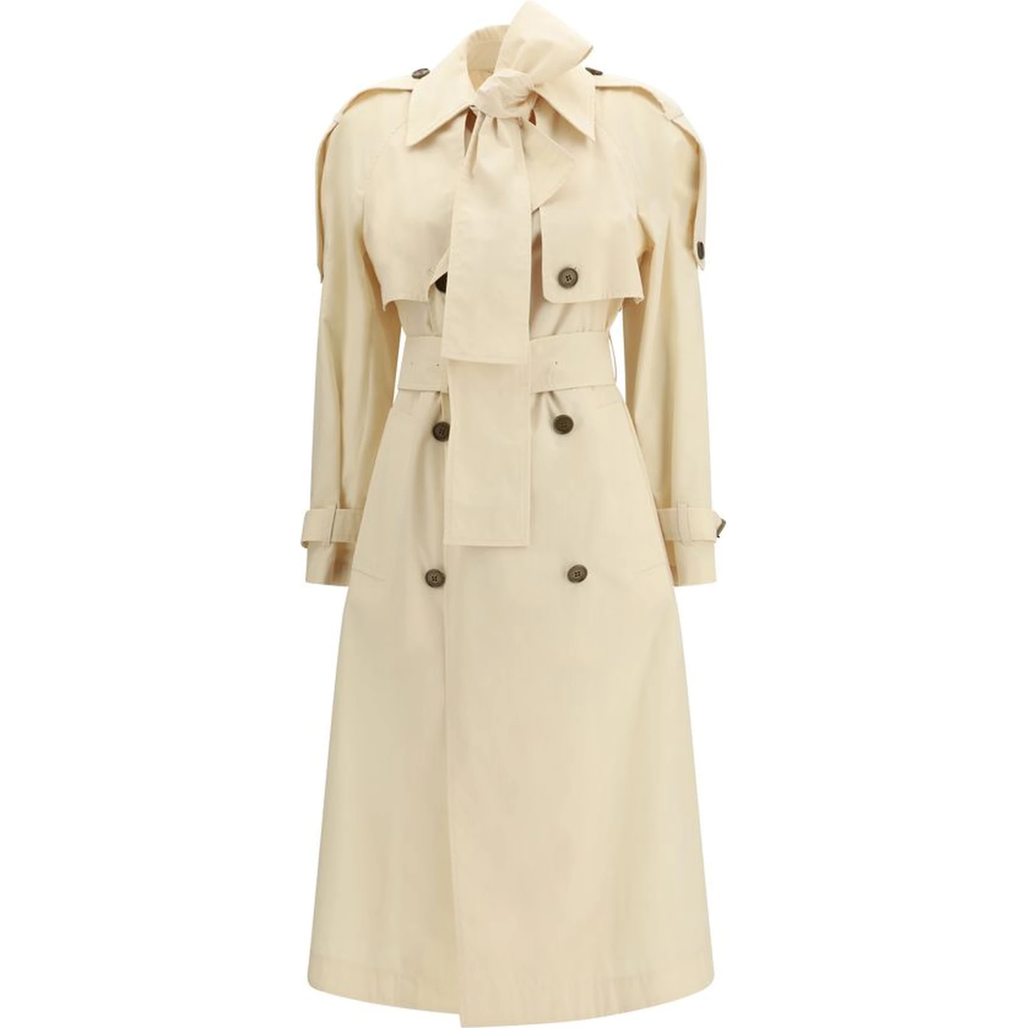 Beige Polyester Trench Coat