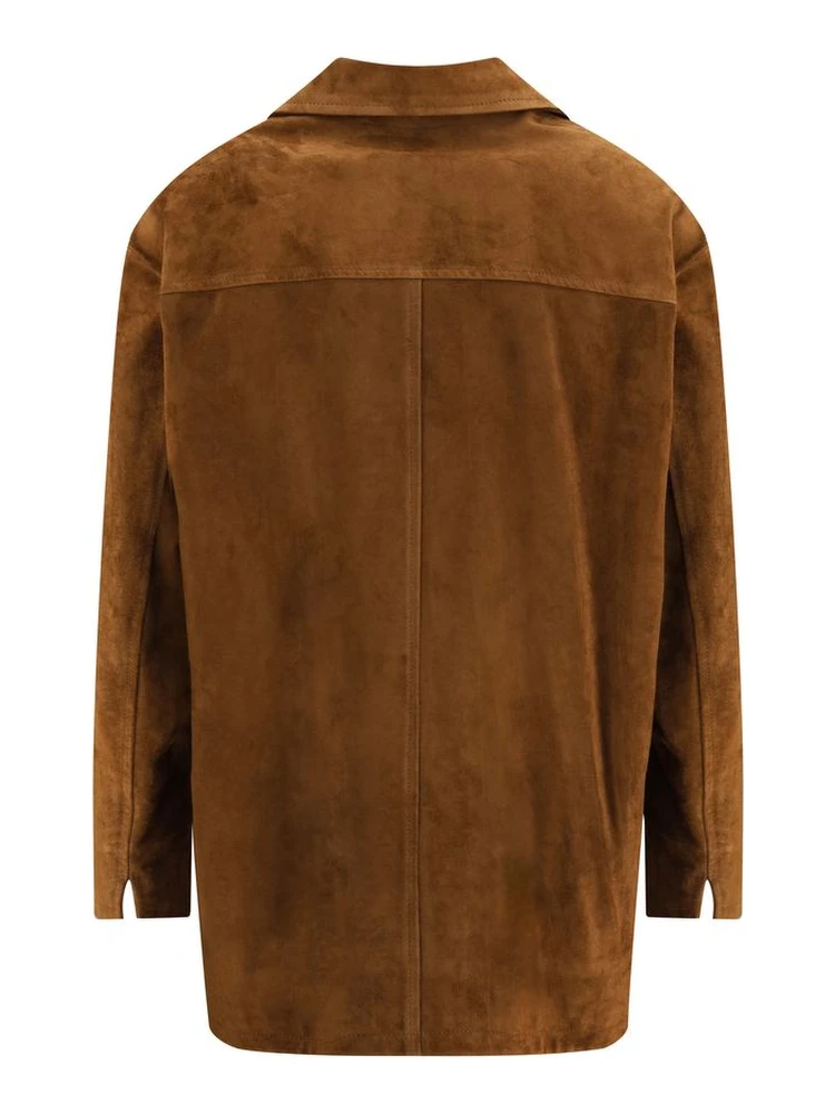 معطف بوس توروس من جلد العجل البني alternative