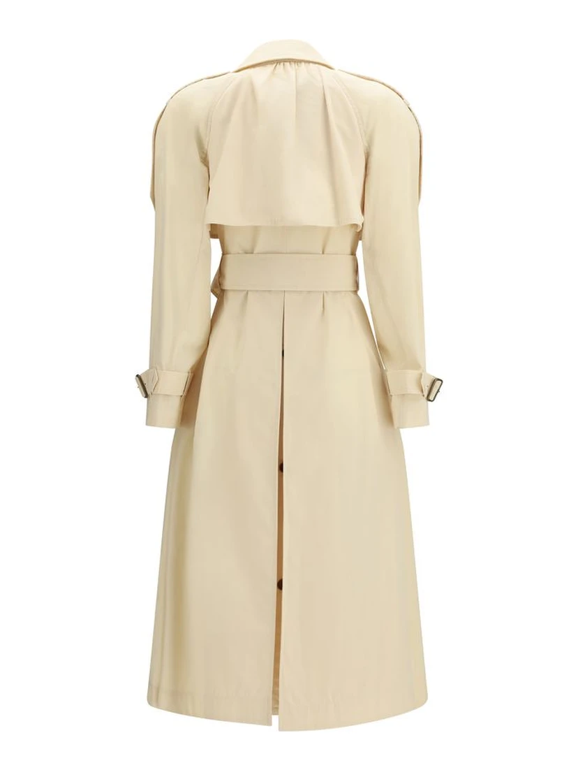 Beige Polyester Trench Coat