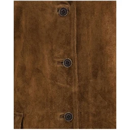 معطف بوس توروس من جلد العجل البني