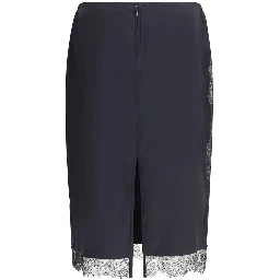 تنورة ميدي سوداء من الحرير