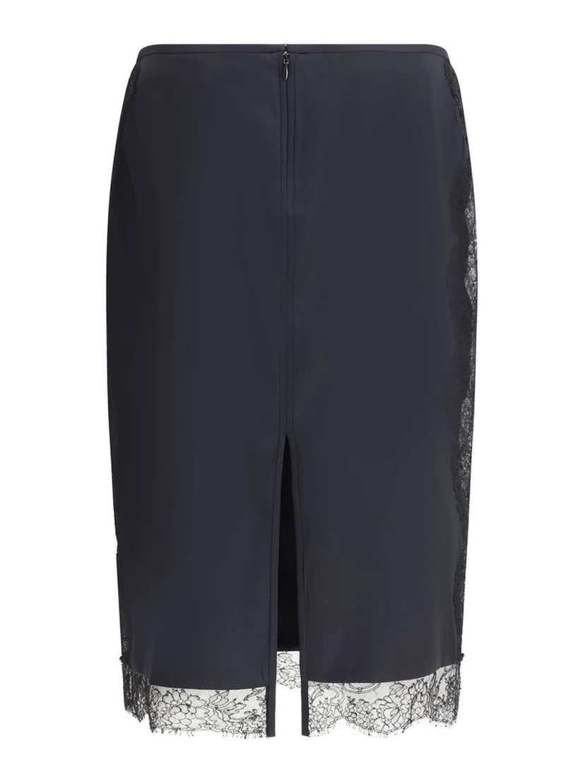 تنورة ميدي سوداء من الحرير