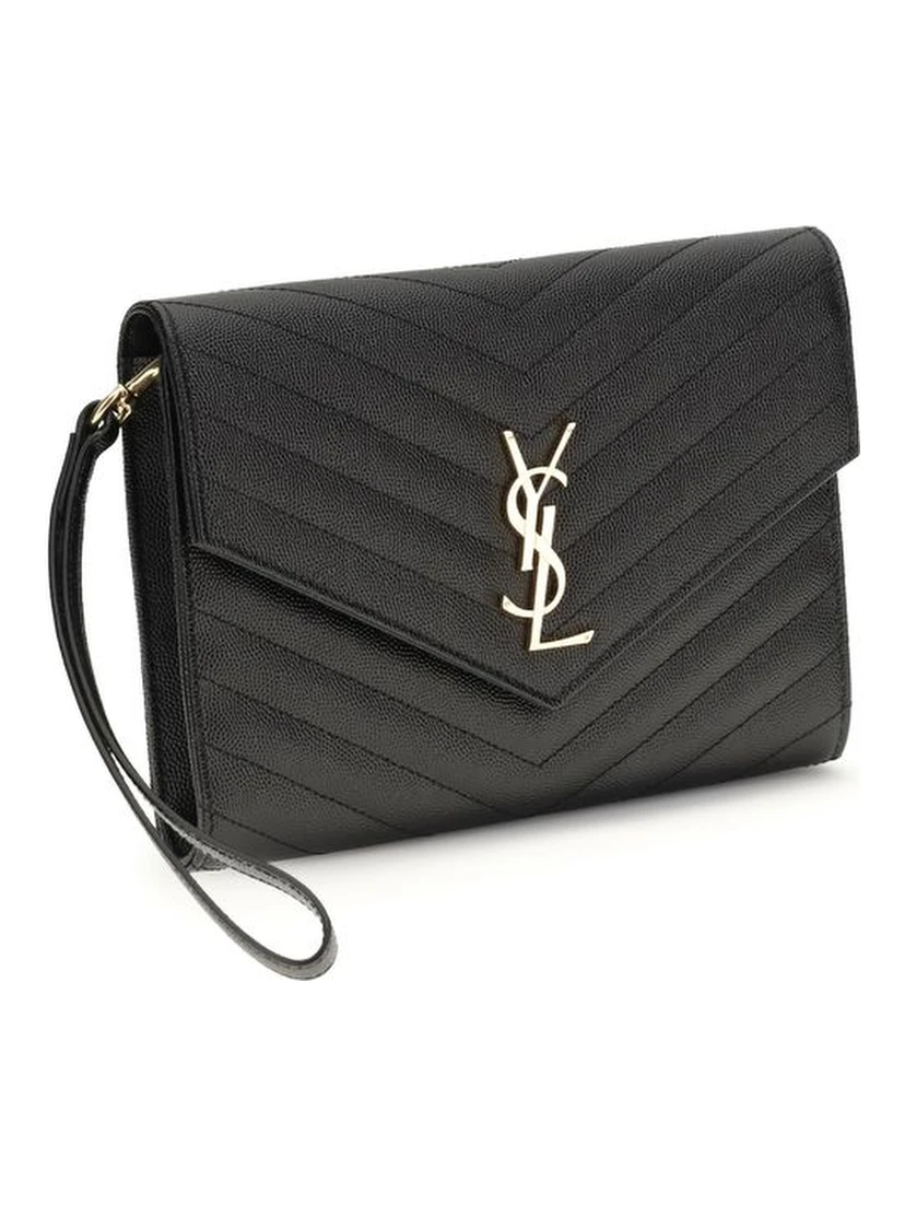 Black Calf Leather Bos Taurus Clutch Bag