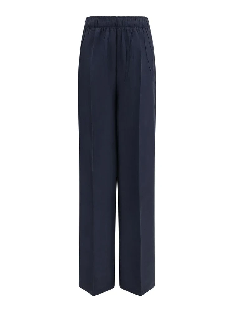 Blue Silk Casual Pants