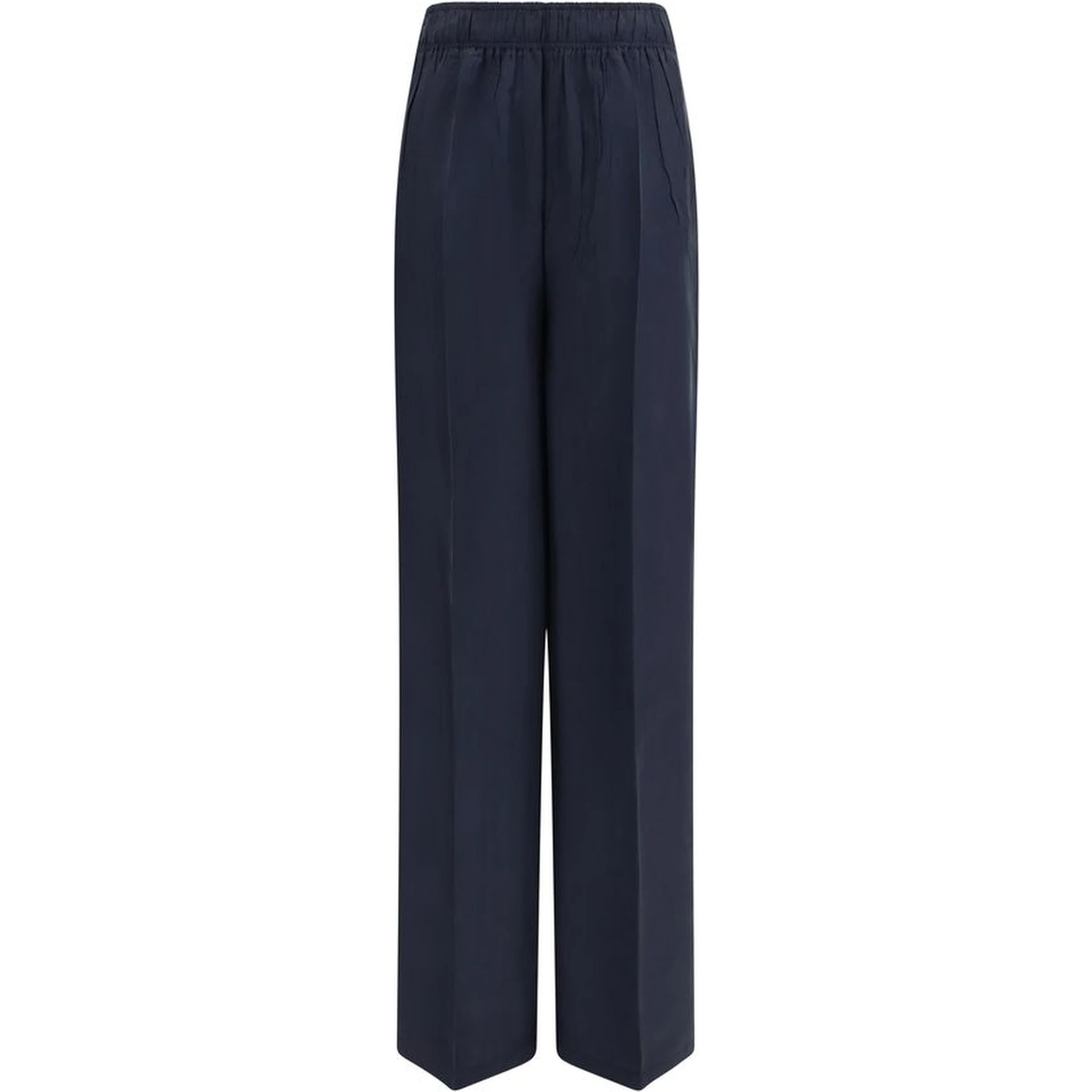 Blue Silk Casual Pants