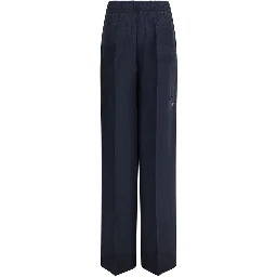 Blue Silk Casual Pants