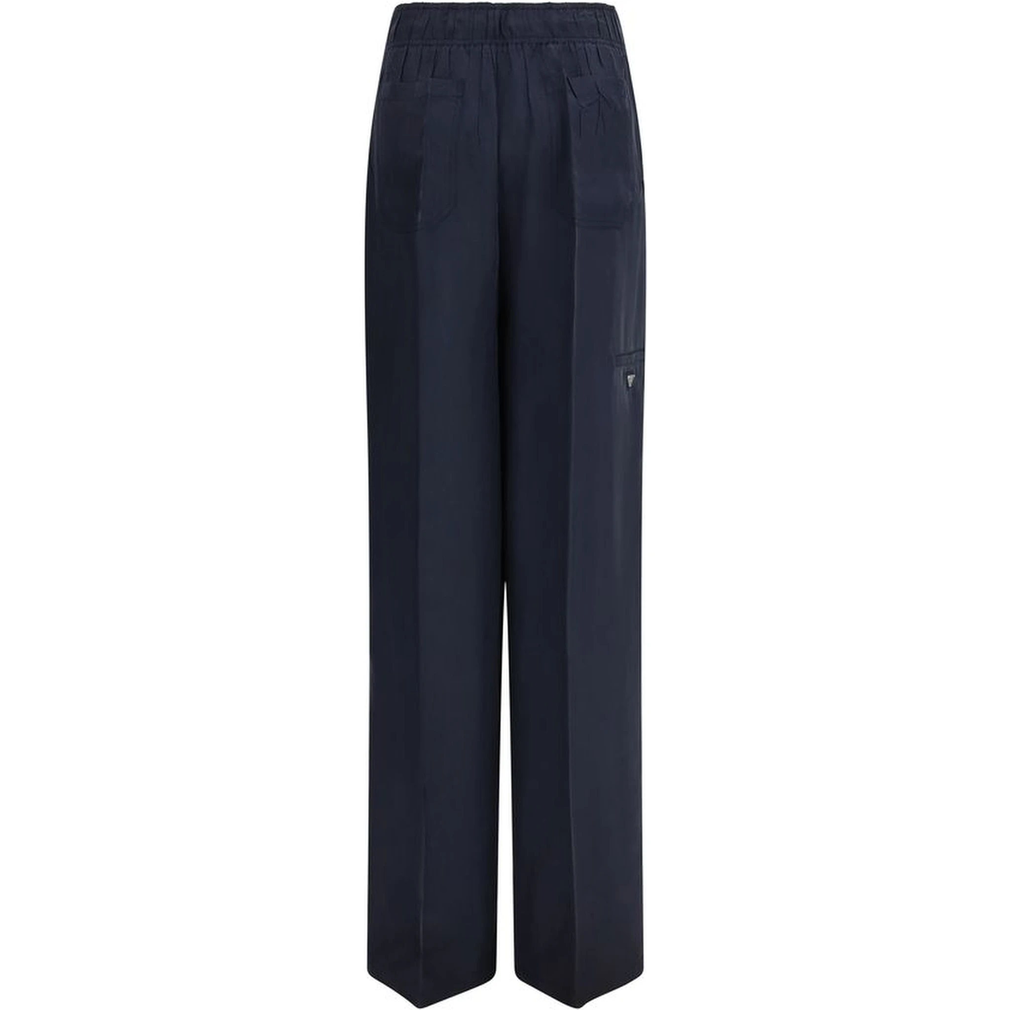 Blue Silk Casual Pants