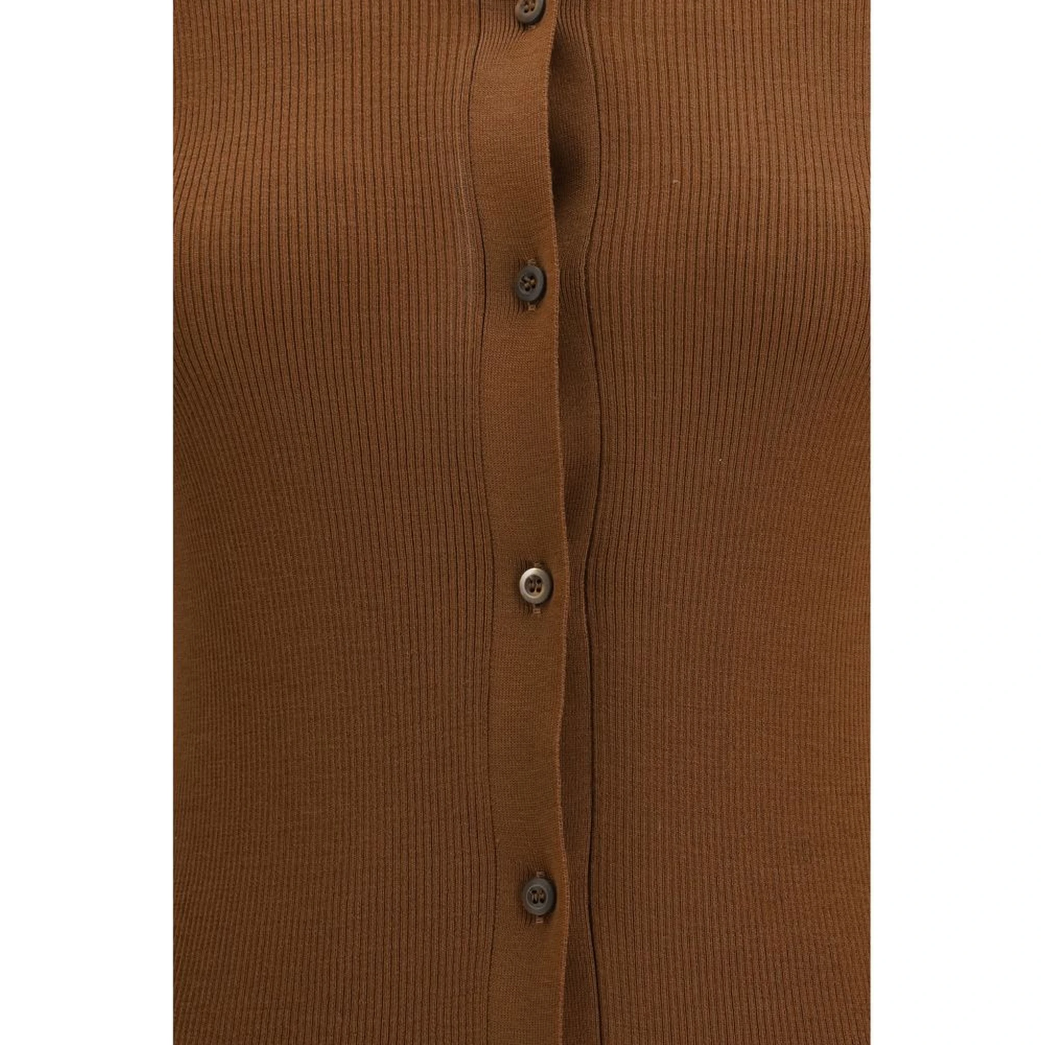 Brown Fleece Wool Cardigan