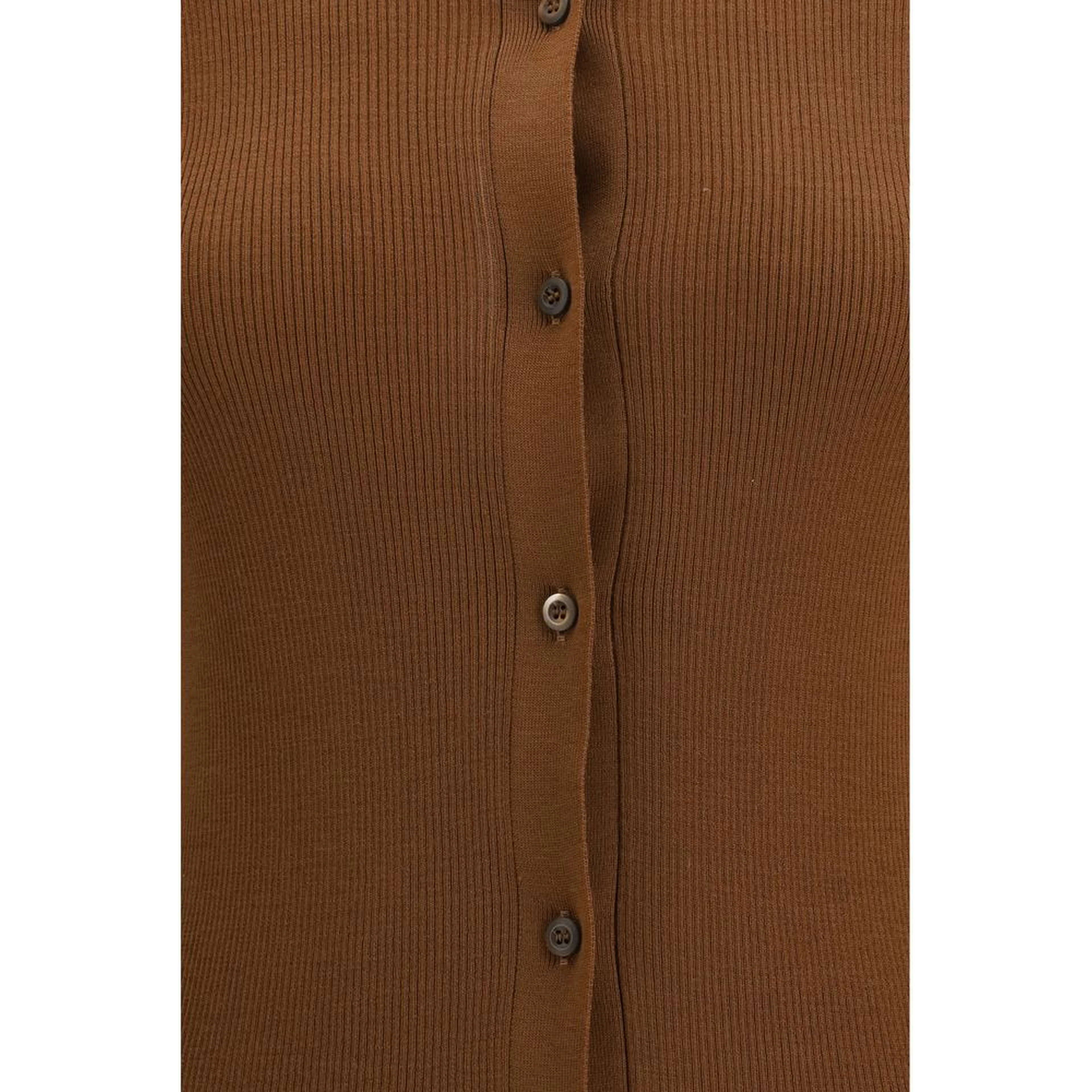 Brown Fleece Wool Cardigan