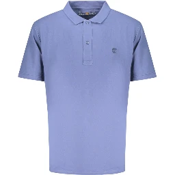 Blue Cotton Men Polo