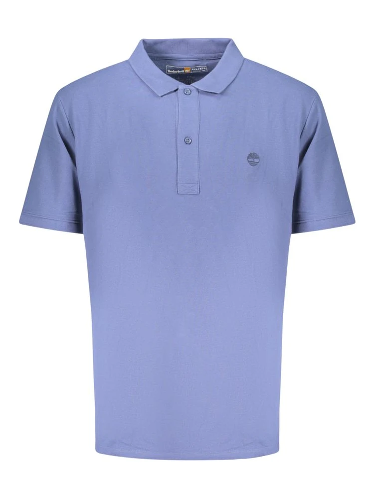 Blue Cotton Men Polo
