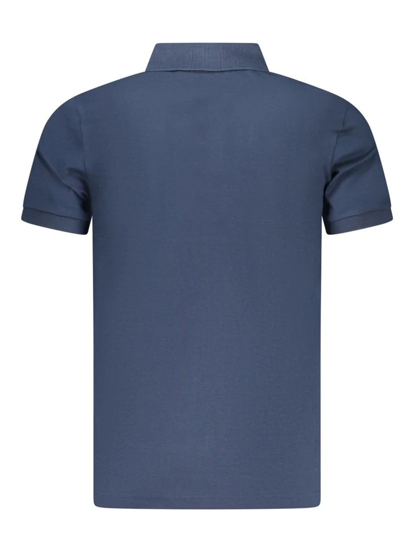 Blue Cotton Men Polo Shirt