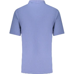 Blue Cotton Men Polo