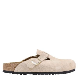 Beige Suede Leather Clogs