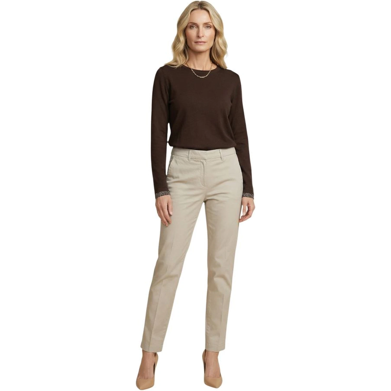 Brown Cotton Long Sleeve T-Shirt