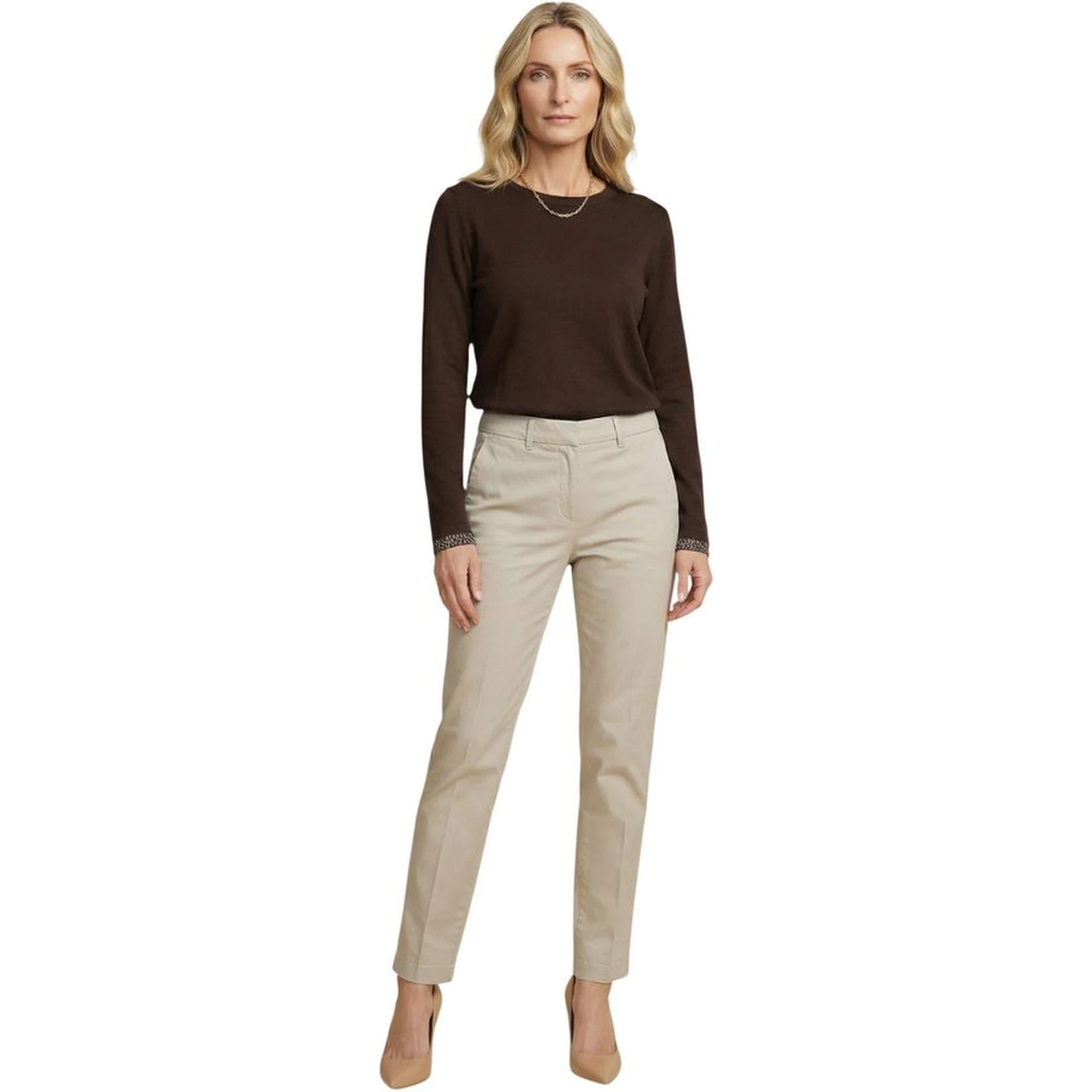 Brown Cotton Long Sleeve T-Shirt