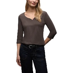 Brown Cotton Long Sleeve T-Shirt