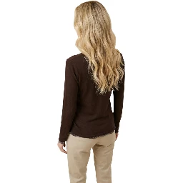Brown Cotton Long Sleeve T-Shirt