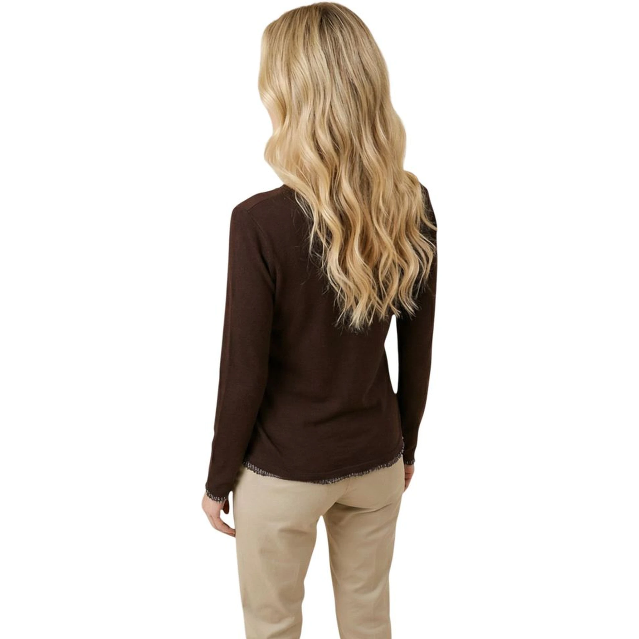 Brown Cotton Long Sleeve T-Shirt