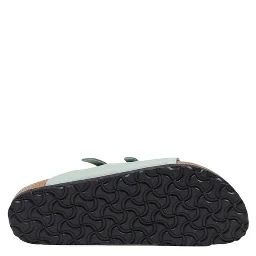 Green Leather Flat Sandals