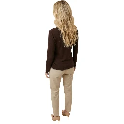 Brown Cotton Long Sleeve T-Shirt