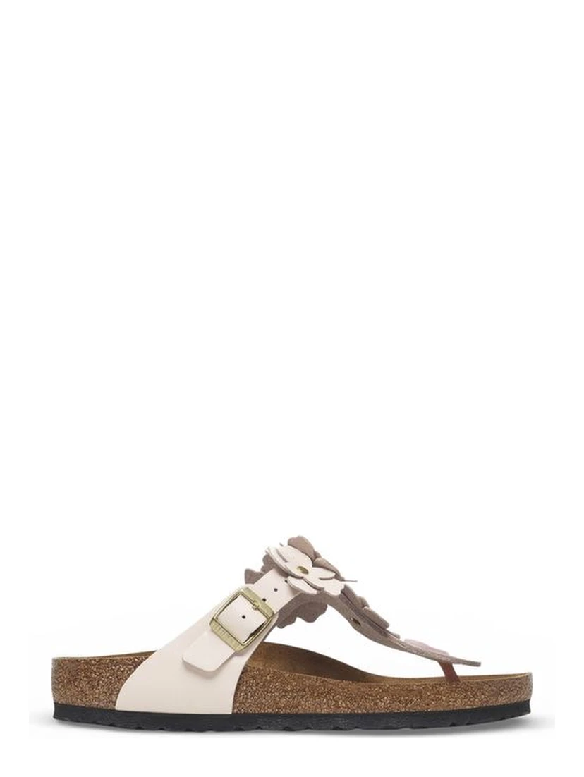 Pink Leather Flat Sandals