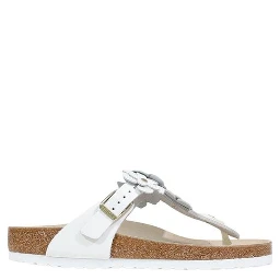 White Leather Flat Sandals