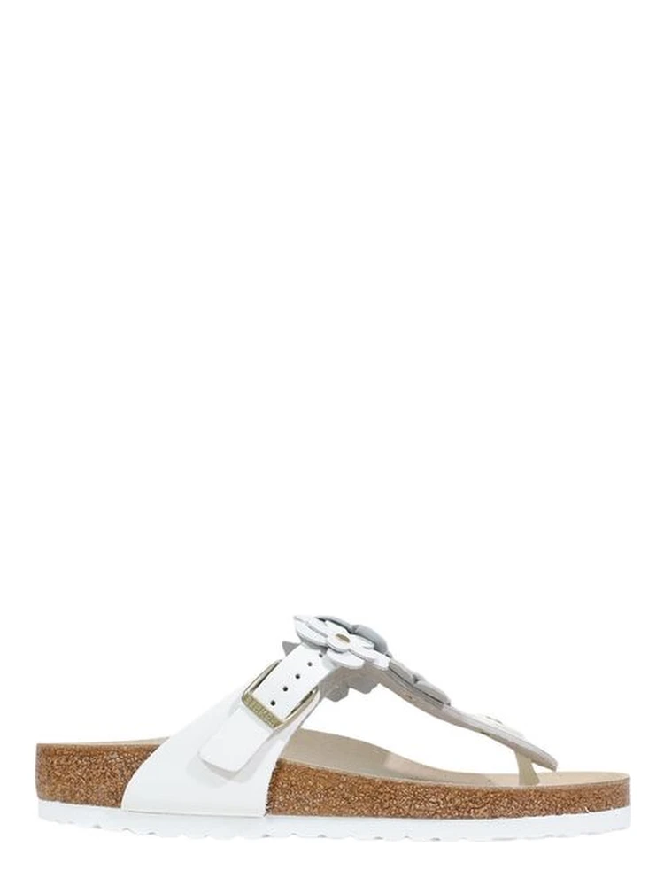White Leather Flat Sandals