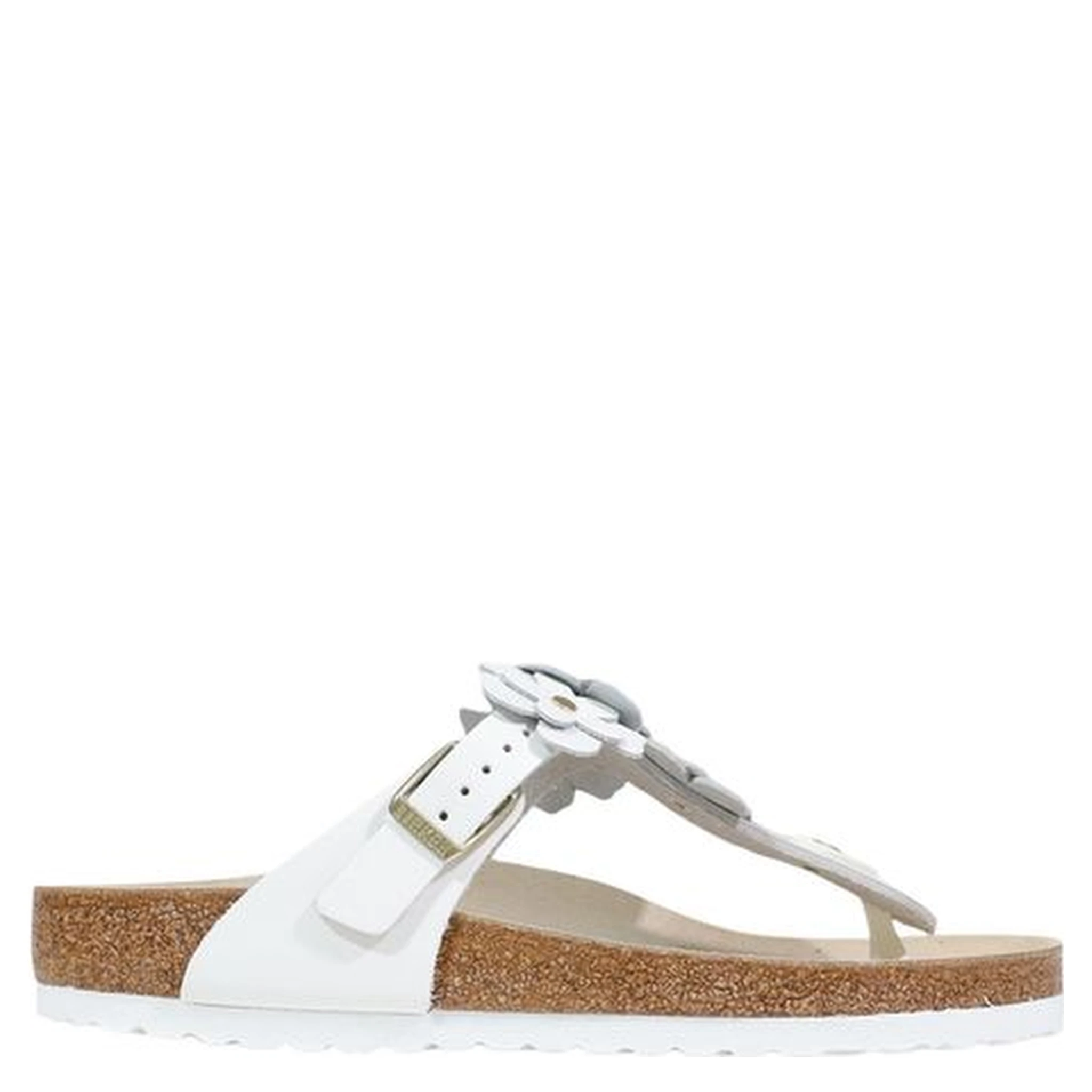 White Leather Flat Sandals
