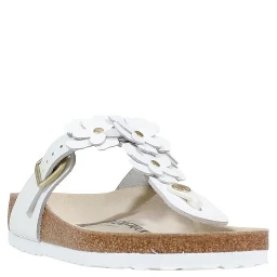 White Leather Flat Sandals