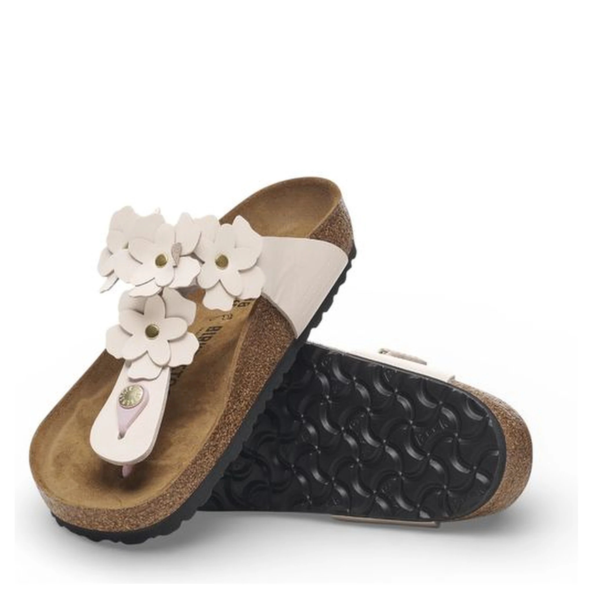 Pink Leather Flat Sandals