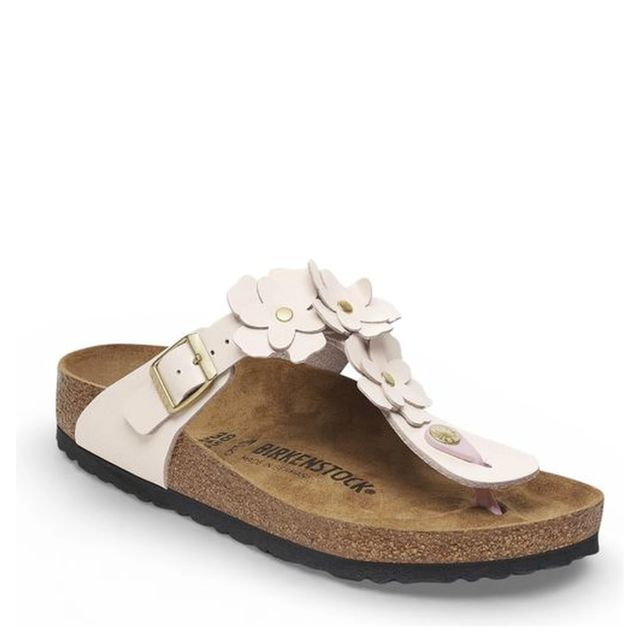 Pink Leather Flat Sandals